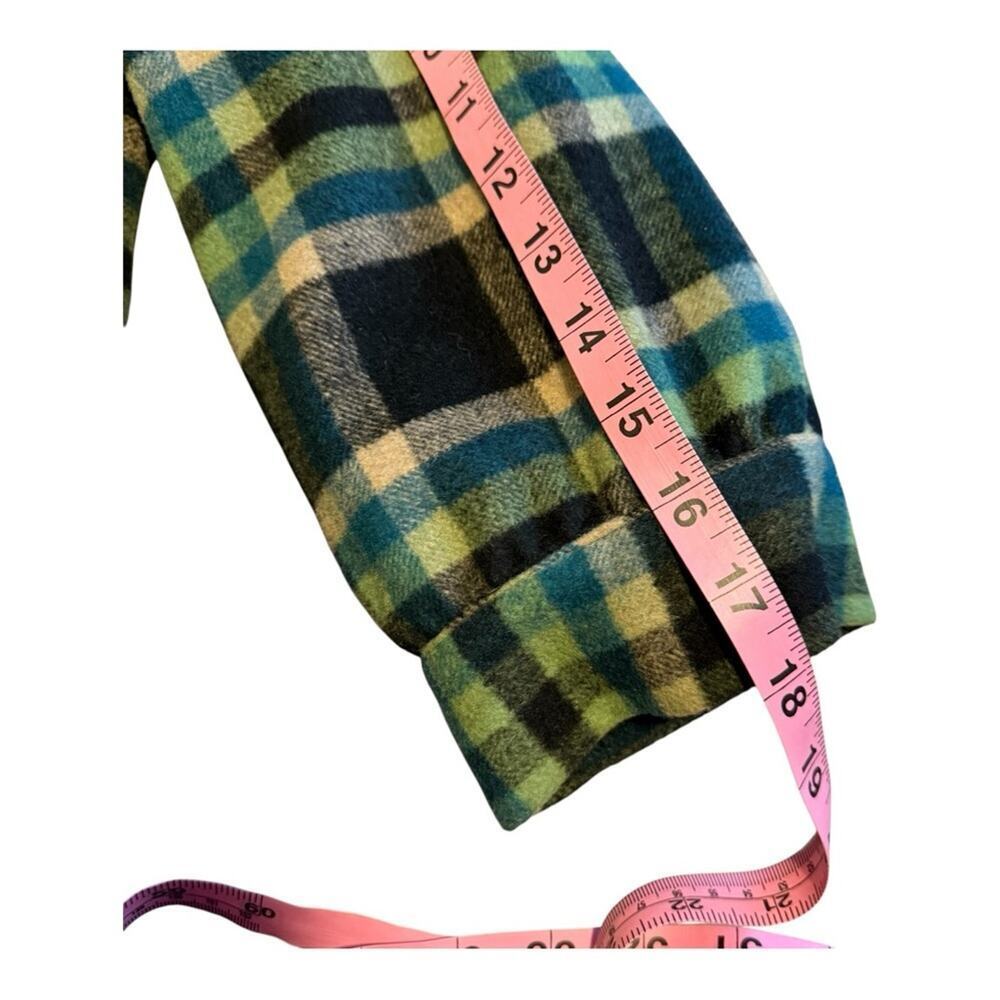 Joe’s Green Blue Plaid Wool Blend Cropped Jacket Lined Coat Retro Cape M - Picture 7 of 10
